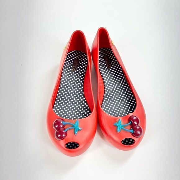 Melissa red cherry ballet flats 1 - Picture 1 of 9